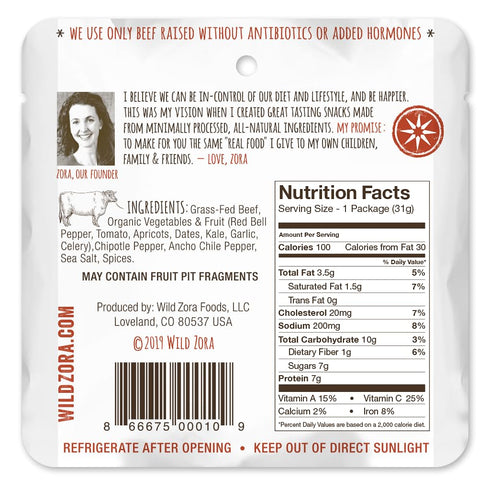 Wild Zora Meat & Veggie Bars, Variety 5-Pack, Natural Pork, Beef, Lamb, & Turkey Jerky Snacks, Healthy Paleo Snacks, AIP Friendly Options, Gluten ...
