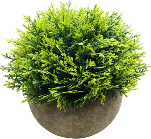 Mini Fake Cypress Cedar Plants for Bathroom Home Office Desk Decor, Small Artificial Faux Greenery for Farmhouse Decorations (Potted Plants) (1)...