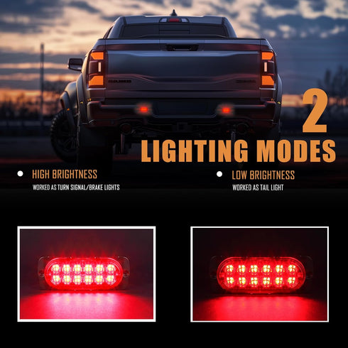 AT-HAIHAN Pack of 2 Aluminum Housing Red LED Trailer Stop Brake Turn Tail Lights, DOT Compliant Waterproof Surface Mount Lighting for Truck Tracto...