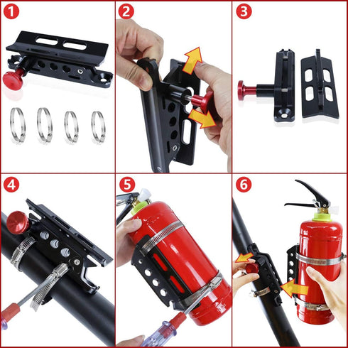Roll Bar Aluminum Fire Extinguisher Mount Kit Compatible with for Jeep Wrangler TJ JK JKU JL Gladiator JT UTV Polaris RZR Ranger...