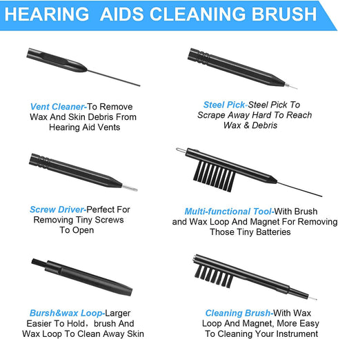 7 Pieces Hearing Aid Cleaning Tools Hearing Aid Amplifier Cleaning Brush and Magnet, Hear Aid Cleaning Kit with Velvet Bag...