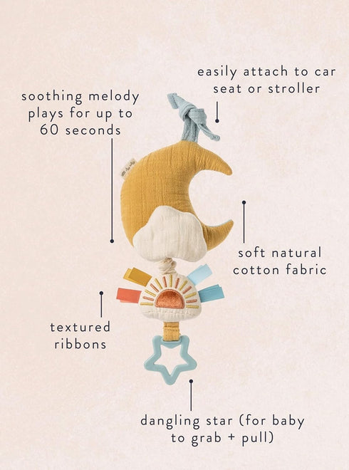Itzy Ritzy – Musical Pull-Down Toy - Bitzy Notes Baby Musical Toy Attaches to Car Seat, Play Gym, or Stroller & Plays a Soothing Melody, Infant To...
