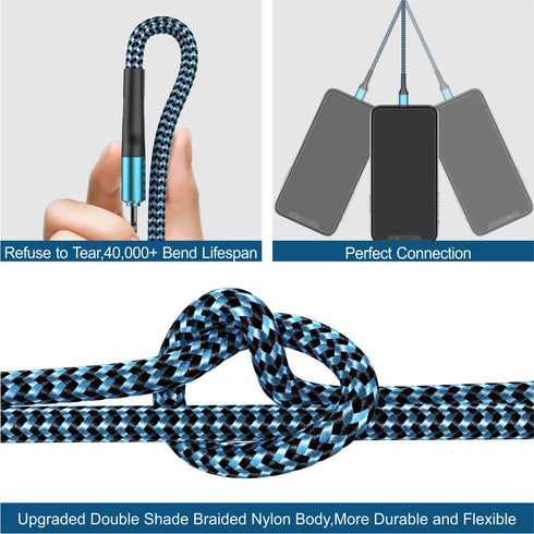 Durcord iPhone Charger 6FT/6/3/1.5, Lightning Cable Fast Charging Cable Nylon Braided Cord Compatible with iPhone 14/13/12/11 Pro Max/XS MAX/XR/XS...