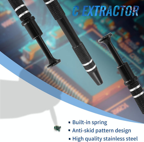 3PCS Stainless Steel 4-Claw Pick up Tool for Small Parts Pickup, Black 4 Prongs Grabber IC Chip Metal Catcher Grabber, Electronic Component Catche...