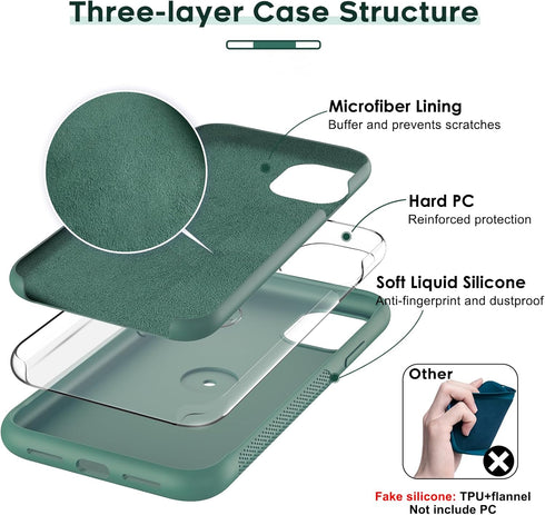 LeYi for iPhone 11 Case: with 2 PCS Glass Screen Protector for Women Girls Boys, Liquid Silicone Shockproof Phone Case Cover with Stand for iPhone...