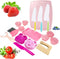 19 PCS Wooden Kids Kitchen Safe Knife Set with Wood Kids Knife, Plastic Potato Slicers, Serrated Edges Plastic Toddler Knife, Cake Scraper, Crinkl...
