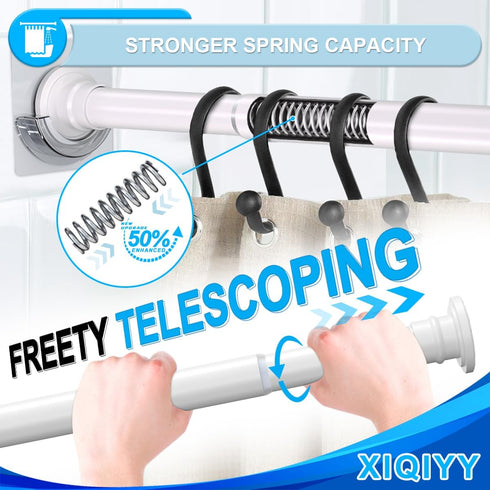 Spring Tension Rod 28 to 48 inches,Adjustable Heavy Duty Curtain Rod-Shower Curtain Rods for Bathroom,Windows,Door,White...