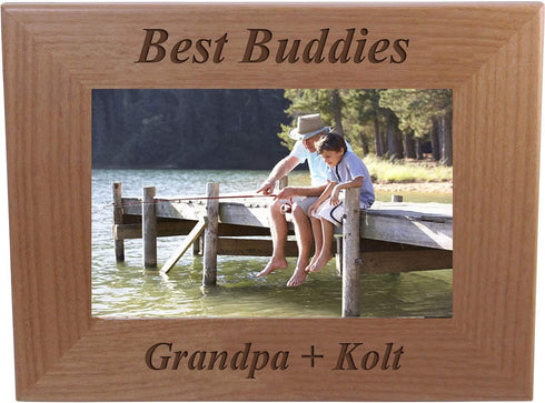 Best Buddies - Custom - Personalized - For Kid/Grandchild/Grandson Engraved Natural Alder Wood Picture Photo Wooden Frame (4x6 Horizontal)...