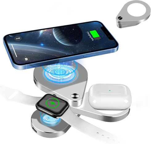 3 in 1 Detachable Magnetic Wireless Charger, 15W Fast Wireless Charging Station for iPhone 13/12, Foldable Wireless Charger Stand Compatible with ...