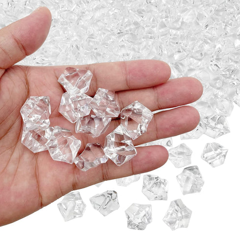 Fake Crushed Ice Cubes, Vase Fillers, 150 pcs 16*22 mm Fake crushed Ice Cubes Artificial Acrylic Crystal Rocks Diamonds for Vase Fillers, Party Fa...