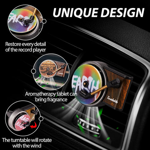 3 Pieces Air Freshener Record Player, Car Vent Clip Car Fragrance Diffusers Clips in Retro Style, 18 Pieces Aromatherapy Tablets Aromatherapy Repl...