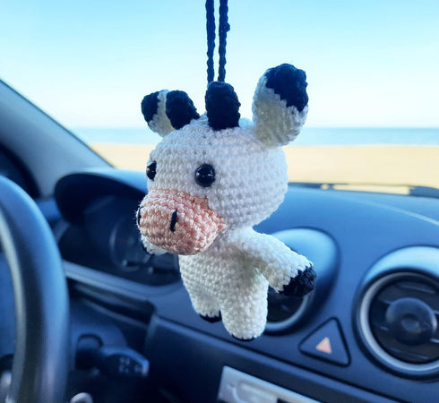 Crochet Cow Keychain, Bag ornament. Bag Hanging Decor....