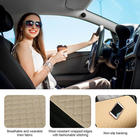 Car Seat Bottom Cover Pad, Breathable Auto Front Seat Protector with Storage Pocket, Comfortable Seat Bottom Cushion Mat for Most Vehicle, Univers...