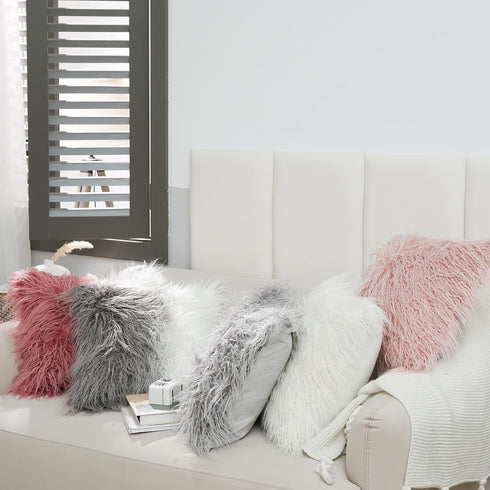 David's Home Faux Fur Throw Pillow Cover, 1-Packed, Decorative Fluffy Pillowcase 18 x 18 Inches, Luxury Square Cushion Cover for Bed Couch Sofa Li...