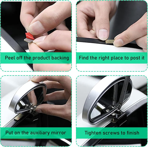 Blind Spot Car Mirror, Vehicle Adjustable 360 ° Rotation Auxiliary Convex Wide Angle Mirror, Auto Snap Way Clip On Side Rearview Mirror Universal ...