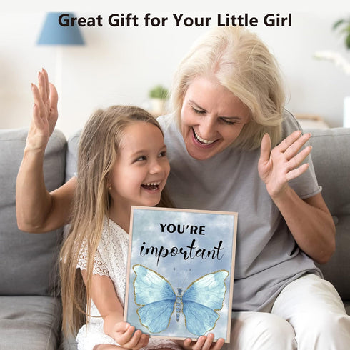 HOMANGA Wall Art Posters, Butterfly Wall Decor for Girls Room, 8X10 Inch, Unframed, Set of 6...