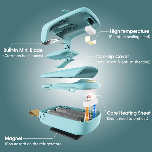 Mini Bag Sealer, ROMSTO Handheld Heat Vacuum Sealer, 2 in 1 Sealer and Cutter with Lanyard, Portable Resealer Machine for Plastic Bags Food Storag...