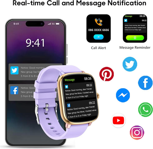 Popglory Smart Watch, 1.69'' Fitness Watch Women Men with Heart Rate, Blood Pressure, Blood Oxygen & Sleep Monitor, 110 Sports Modes Fitness Track...