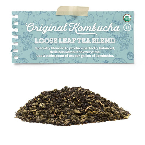 Fermentaholics USDA Certified Organic Kombucha Tea Blend 4 oz | Makes 11 Gallons | Kosher Certified | Organic Black and Green Tea Blend | Loose Le...