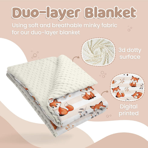 SANDJEST Fox Baby Blankets for Girl Boy - 30 x 40 Minky Blanket with Double Layer Dotted Backing for Infant Nursery Newborn Toddler...