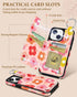 for iPhone 15 plus Wallet Case with Card Holder, Cute Designer Pk Flower Pattern Kickstand Magnetic Clasp Back Flip Folio Leather Cases for iPhone...