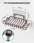 Nieifi Soap Dish Holder with 4 Hooks Stainless Steel Bronze Adhesive for Shower, Bathroom...