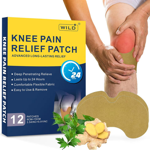 WILD+ Knee Pain Relief Patches, Warming Herbal Plaster for Knee Relief Patch, Natural Knee Patches Heat Patch for Pain Relief, Wormwood Pain Relie...