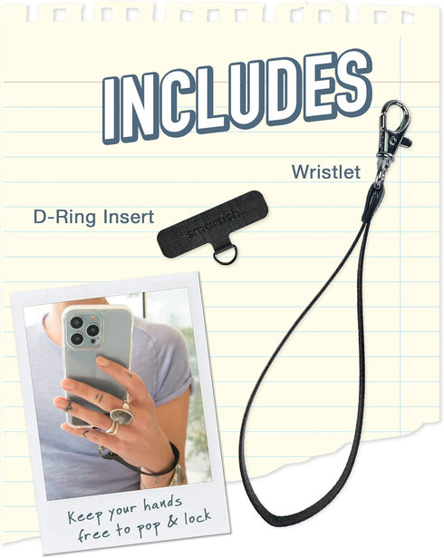 Smartish Phone Wristlet - Case Clinger - Universal iPhone Holder with Detachable Wrist Strap Loop - Black Vegan Leather......