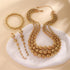 YBMYCM Gold Beaded Jewelry Set Chunky Multi Strands Choker Necklace Bracelet Earrings Set for Women...