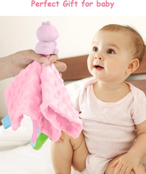 Baby Security Blanket,Soft Lovey Blanket Unisex Lovie Baby Gifts for Newborn Boys and Girls Snuggle Toy Stuffed Animal for Infant and Toddler (Pin...