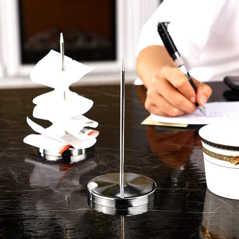 Silver Safe Memo Holder Spike Stick for Bill Receipt Note Paper Order Office Desk Office Memo Holders Memo Holders Desk Accessories and Workspace ...