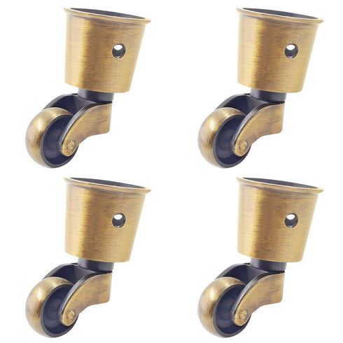 Luomorgo 4 Pack Antique Caster Cups Furniture Casters Wheels Zinc Alloy Swivel Cup Casters Round Cup Castor for Cabinet Piano Table Chair...