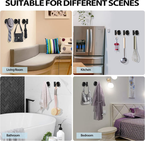 Towel Hooks for Bathroom,2 Packs Wall Mount Towel Holder,Black Matte Wall Robe Hook,Stainless Steel Heavy Duty Door Hanger Towel Hook for Kitchen,...