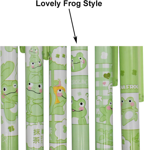 Maydahui 12PCS Green Matcha Frog Gel Pens Cute Cartoon Animal Pen Retractable Printing Pens Black Ink for Office School Party...