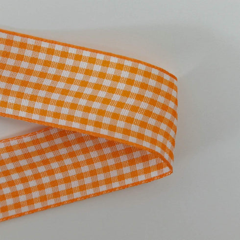 Micomon Orange Gingham Plaid Checked Ribbon 25 Yard Each Roll 100% Polyester (1", Orange)...
