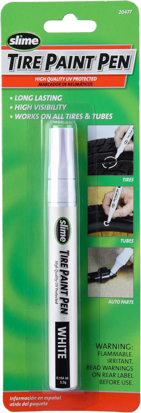 Slime 20477 Tire Paint Pen, White, UV Protected, works on tubes and tires...