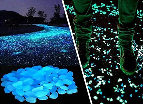 100 Pcs Glow in The Dark Garden Pebbles for Walkways and Decor in Blue...