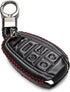 Vitodeco Genuine Leather Smart Key Fob Case Protector Compatible for Alfa Romeo Giulia, Stelvio, Tonale 2017 - 2025 (5-Button, Black/Red)...