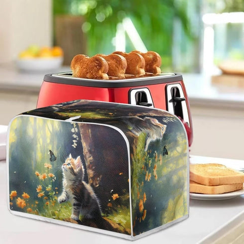 Cat Butterfly Printed Toaster Cover for Anti-Dust & Fingerprint, Cute Kitchen Small Appliance, Microwave Toaster Oven Cover Decor Accessories for ...