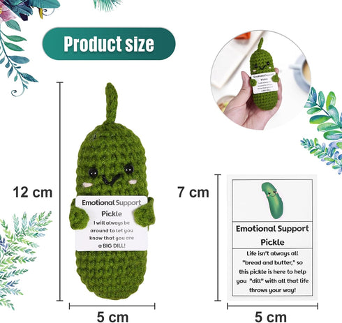 Emotional Support Pickled Cucumber Gift,Handmade Emotional Support Pickle Cucumber, Cute positive pickle Crochet Knitting Doll Ornaments, Funny Re...