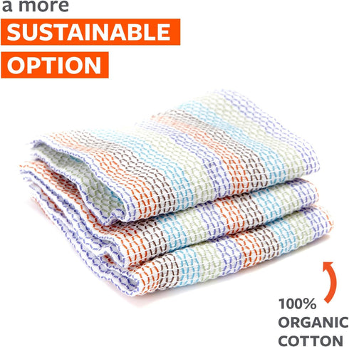Full Circle Tidy 100% Organic Cotton Dish Cloths, Set of 3, Multicolored...