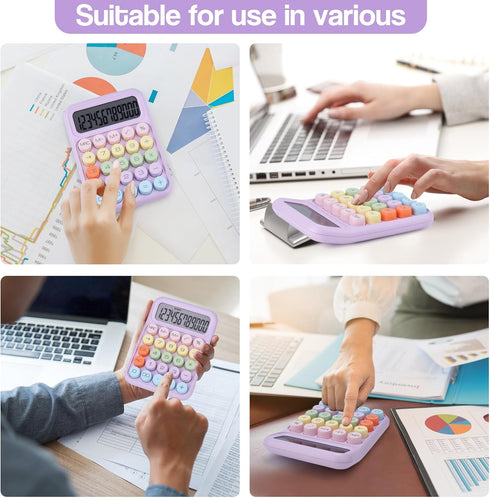 Mechanical Pushbutton Calculator,12 Digit Large LCD Display,Big Buttons Easy to Press,Colorful Candy Calculator,Automatic Sleep,with Battery.for O...