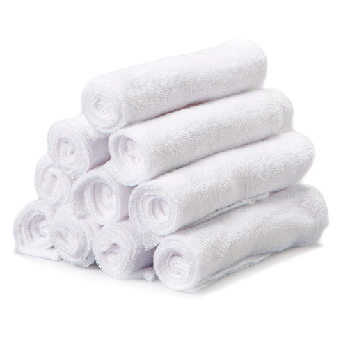 Spasilk Washcloth Wipes Set for Newborn Boys and Girls, Soft Terry Washcloth Set, Pack of 10, White, (010-WTE)...