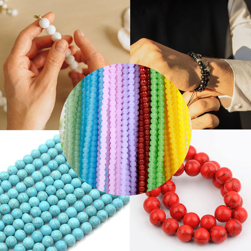 JIYIEW 8mm Glass Beads for Jewelry Making,24 Color DIY Crystal Gemstone Loose Beads Bracelet Neacklace Making Kit Round Spacers Stone Turquoise Be...