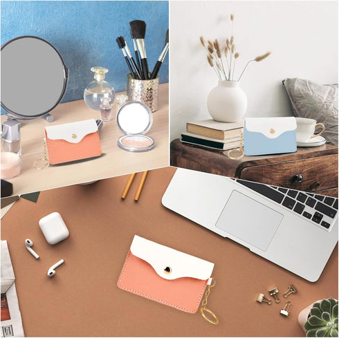 2 Pack Birth Control Pill Case Sleeve Packet PU Leather Wallet Pill Holder Birth Control Case with Snap Closure and Keyring Contraceptive Medicine...