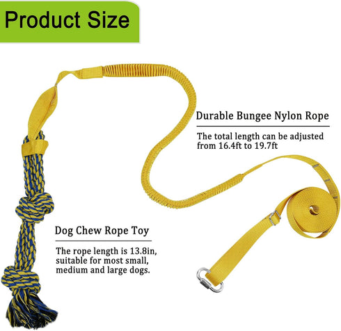 Dog Bungee Tug Toy, Dog Toy Hanging from Tree, Durable Interactive Dog Rope Toy with Chew Lure Toys, Outdoor Tether Tug of War for Small Medium La...