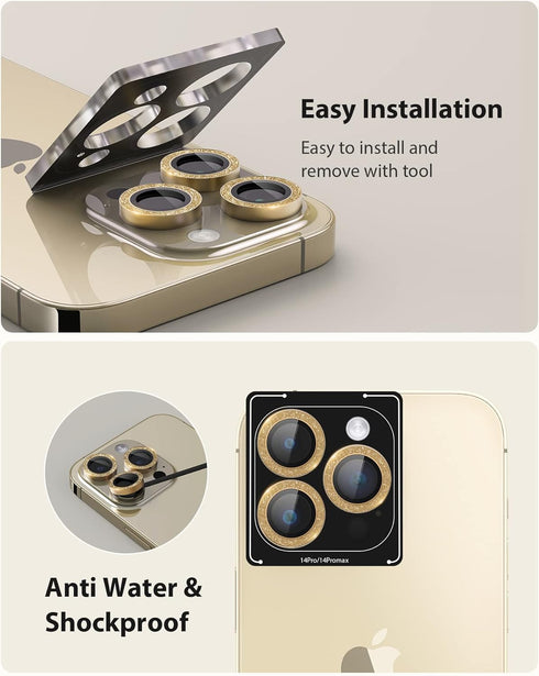 Compatible for iPhone 14 Pro and iPhone 14 Pro Max Camera Lens Protector Bling Glitter 9H Tempered Glass Camera Screen Protector Anti Scratch Came...