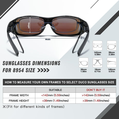 DUCO Polarized Wraparound Fitover Glasses Wear Over Sunglasses for Men Women UV Protection Sun Glasses 8954...