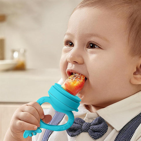 Baby Fruit Food Feeder Breastmilk Popsicle Molds for Teething Relief, Introduce New Foods, Silicone Freezer Tray with Lid, includes 6 Food Pacifie...