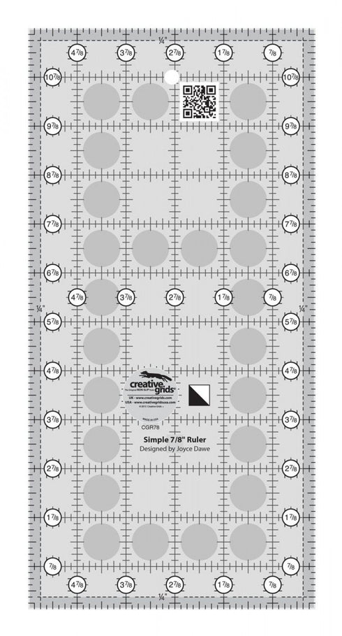 Creative Grids Simple 7/8 Triangle Maker Quilt Ruler – CGR78 – Made in USA, 5-7/8in x 10-7/8in, Non-Slip Grip Acrylic Quilting, Sewing, Crafting, ...